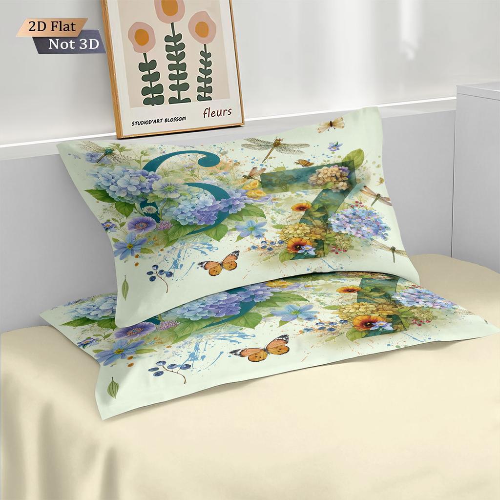 3Pcs Beautiful Floral 67 Element Print Coreless Down Duvet Cover Set Multi Size Bedroom Bedding Decoration Machine Washable