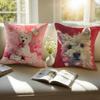 Cute West Highland White Terrier Pet Cushion Cover Pillowcase Antidustmite Invisible Zipper Short Plush Sofa Cushion