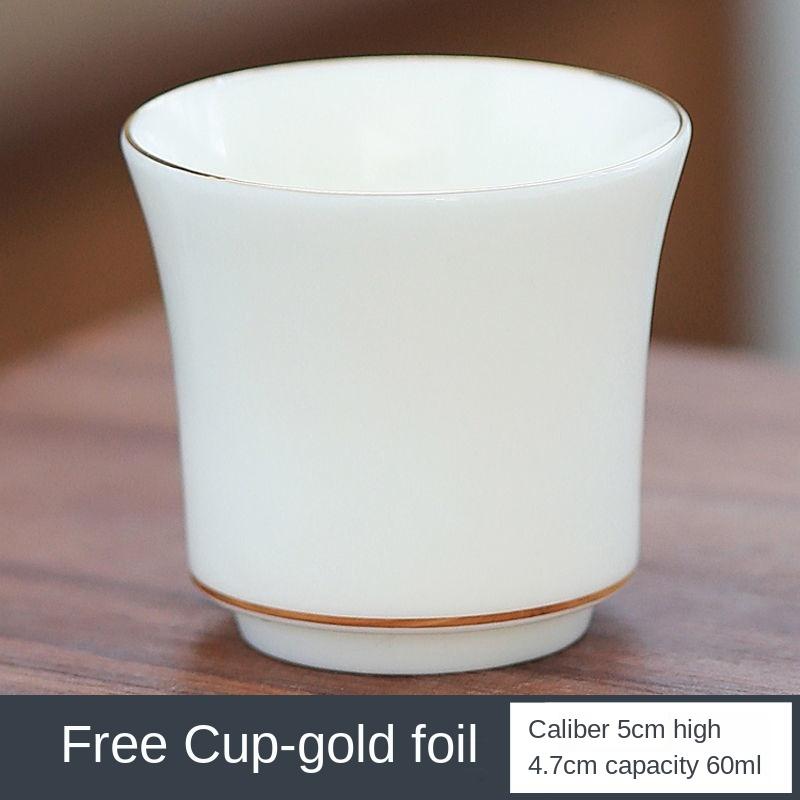 Skopový tuk Jade bílý porcelánový čajový šálek Čínský čajový set kung-fu Keramický mistrovský šálek obrys ve zlatém šálku pro domácnost voda