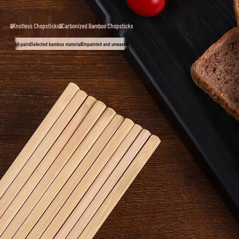 Set of 10 Natural Bamboo Chopsticks: Anti-Mold, Non-Slip, No Paint/Wax, High-End Carved Design for Home Use.