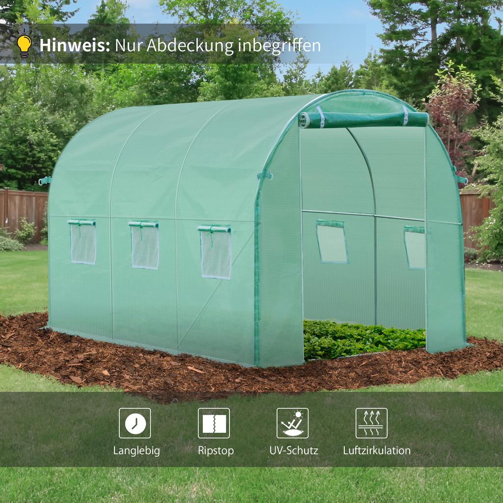Greenhouse Film, 3 X 2 X 2 M, Waterproof Garden Film with UV Protection, Plastic Film Without Frame, Tarpaulin, Green