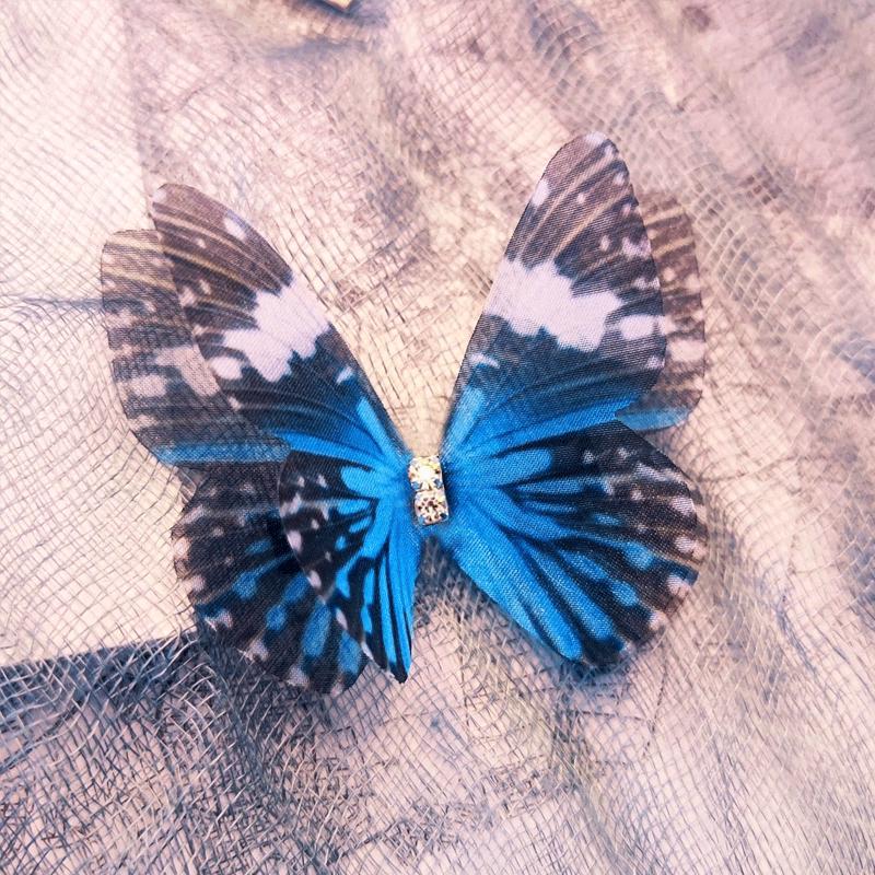 Wish New Multicolor Double-Layer Sheer Butterfly Hair Clip - Cute Children's Accessory with Vintage European Style