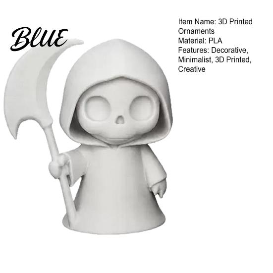 Desktop Storage Organizer 3D Printed Ghost Figurine Cute Ornament Mini Decoration Halloween Reaper Statue for Office Study Room