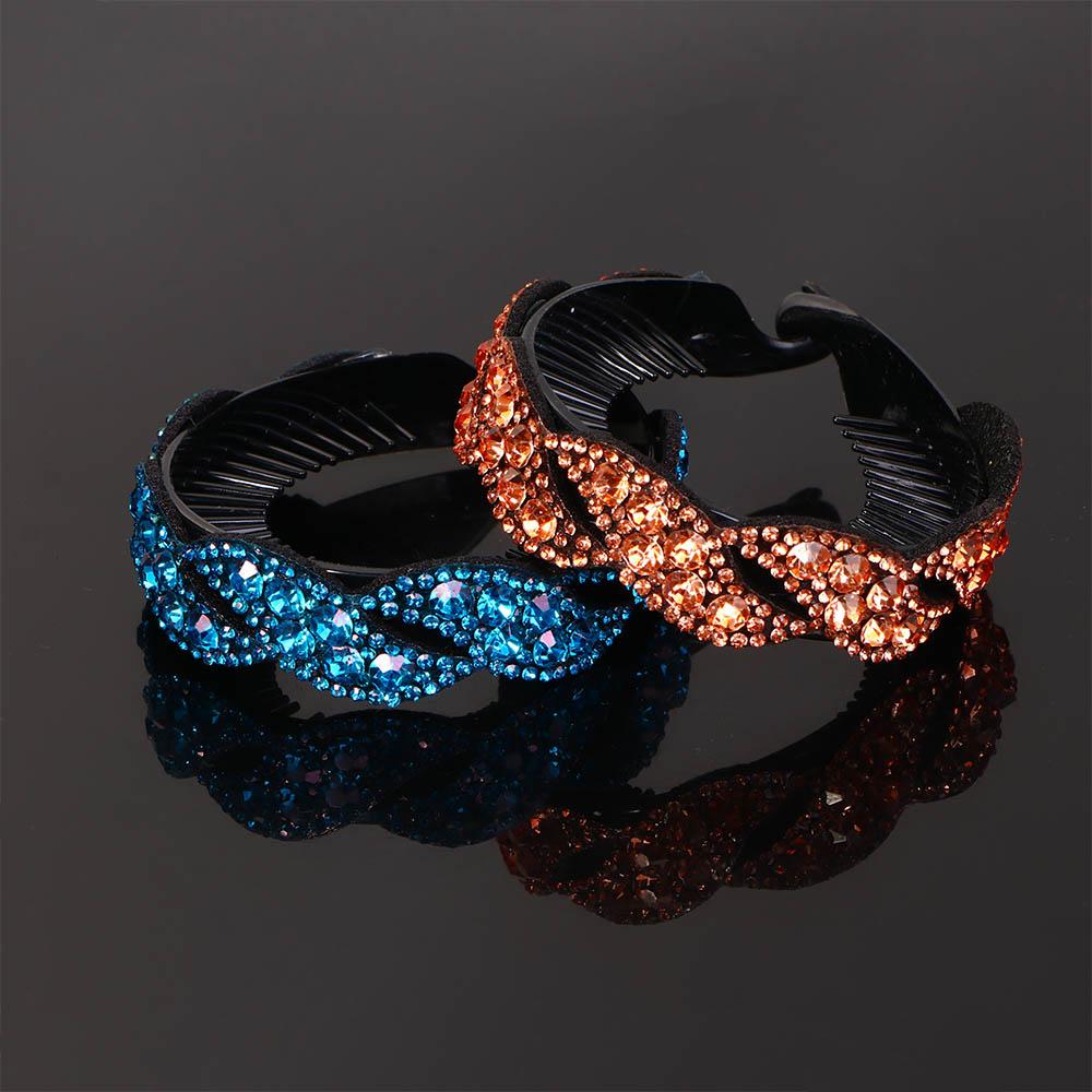 Barrettes Rhinestone Women Hair Claws Hairpin Leaves Shape Headwear