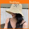 Fluffy Butterfly Embroidered Straw Hat With Wide Brim For Summer Beach Vacation Sun Protection