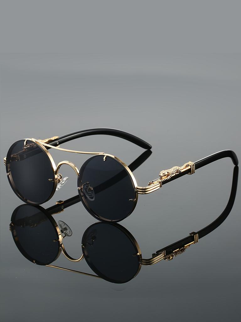 Retro Steampunk round Fashion Glasses PC Lenses Available in Multiple Colors for Men And Women Party Vacation Travel Photo