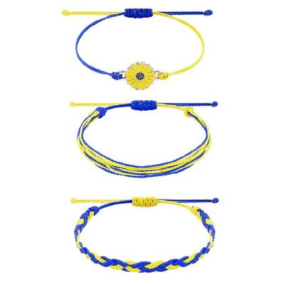 Adjustable Blue Yellow Bracelet Jewelry Ukraine Flag Daisy Friendship Bracelets