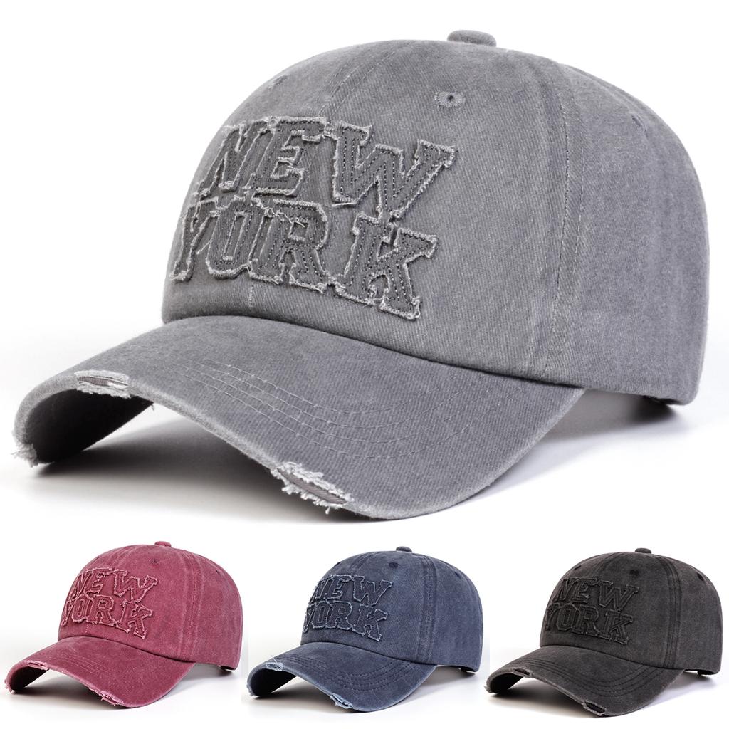 Unisex New York Stickers Embroidery Wash Baseball Caps Spring Autumn Outdoor Adjustable Casual Hats Sunscreen Hat Sports Cap