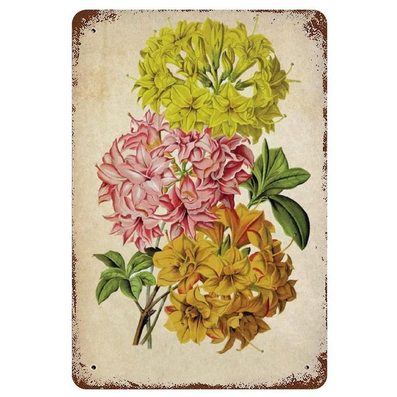Metal Tin Sign Garden Beautiful Flowers Vintage Tin Sign Flower Lavender Metal Wall Panel Retro Art Decoration for Home Cafe Bar