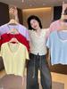 Strickware im koreanischen Stil mit V-Ausschnitt, Zwei-in-Eins: Sommer 2025 Kurzarm-T-Shirt.