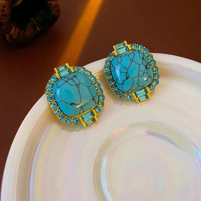 Cercei Medievali Vintage Argintiu Ac Picurând Ulei Romb Cercei Retro Stil Curte Cercei Exquiși Cercei Lux Light High-end