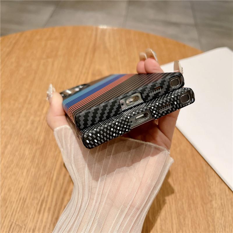 Ultradünne Kohlefasertextur für Magsafe Wireless Charge Case für Samsung S25 S24 S23 S22 Note 20 Ultra 10 Plus Hart-PC-Abdeckung