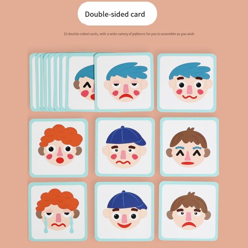 Interactive Play Toy Childrens Emotion Recognition Game Soft Felt Face Parts For Creative Fun
