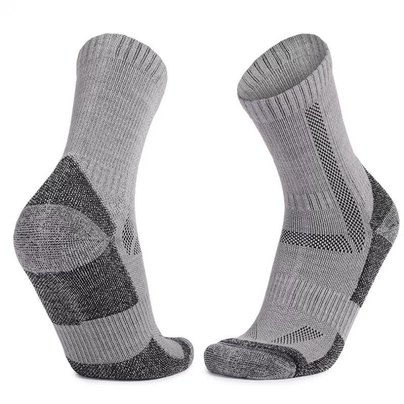 High-End Quality Professional Sports Socks for Men and Women, Warm, Breathable, Deodorizing, Mid-Calf Outdoor Hiking Socks, Thickened Terry, Meri