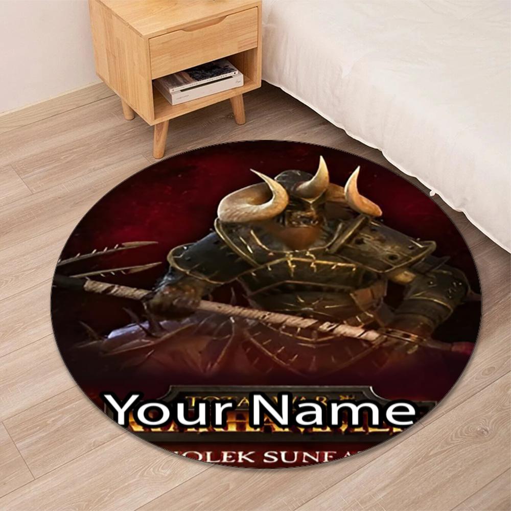Custom Name Total War Warhammer Printed Round Rug Carpet Chair Rug Area Rug Entryway Doormats,for Office Chair Living Room Bedroom Kitchen Room.