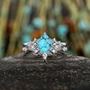 New European and American Engagement Ring for Men and Women, Couple Ring, Creative Alloy Inlaid Turquoise Ring