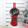 Christmas Dining Table Red Wine Set with Bowknot Fur Collar Bottle Covers & Photo Props