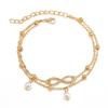 European & American Double-Layer Pearl Infinity Anklet and Bracelet - Handmade, Beaded, Versatile Jewelry for Women