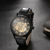 Relógio Automático Negócios Pulseira de Couro Masculino Aço Inoxidável Números Romanos Luminoso Estilo Engrenagem Formal Uso Diário À Prova d'Água Resistente à Chuva Presente