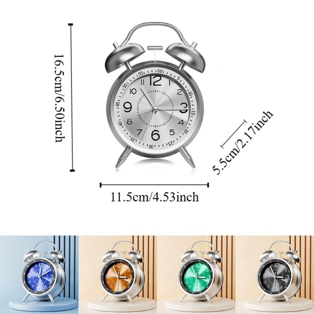 Metal Frame Bedroom Alarm Clock with Night Light Loud Alarm Clock Twin Bell Alarm Clock Desktop