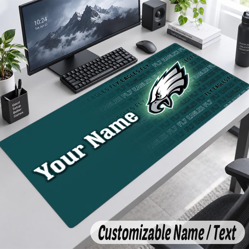 Philadelphia Eagles Personalized Large Mouse Pad Custom Name Text Extended Desk Mat Gaming Mousepad