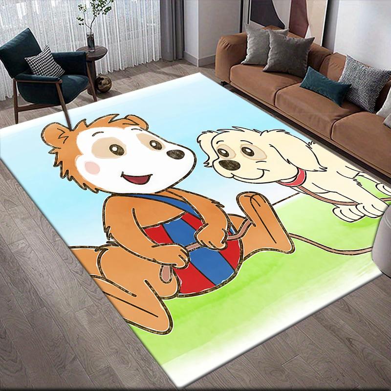 Bobo Siebenschläfer Flannel Pattern Square Carpet,Area Rug,Carpet Rug for Living Room Bedroom Sofa Playroom Decor,Non-slip Floor Mat