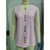 Damen Frühling und Sommer Kurzarm T-Shirt Knopf V-Ausschnitt Lose Weste Top