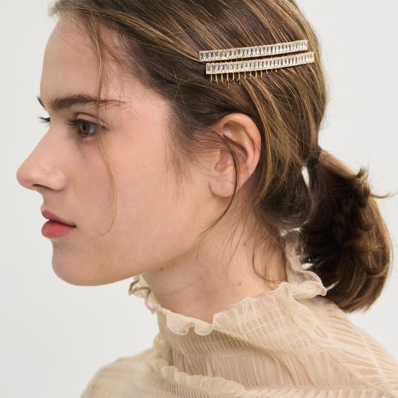 

SORRY TOO MUCH LOVE Art Deco Square Jewel Comb Hairclip_Gold SINGLE TYPE