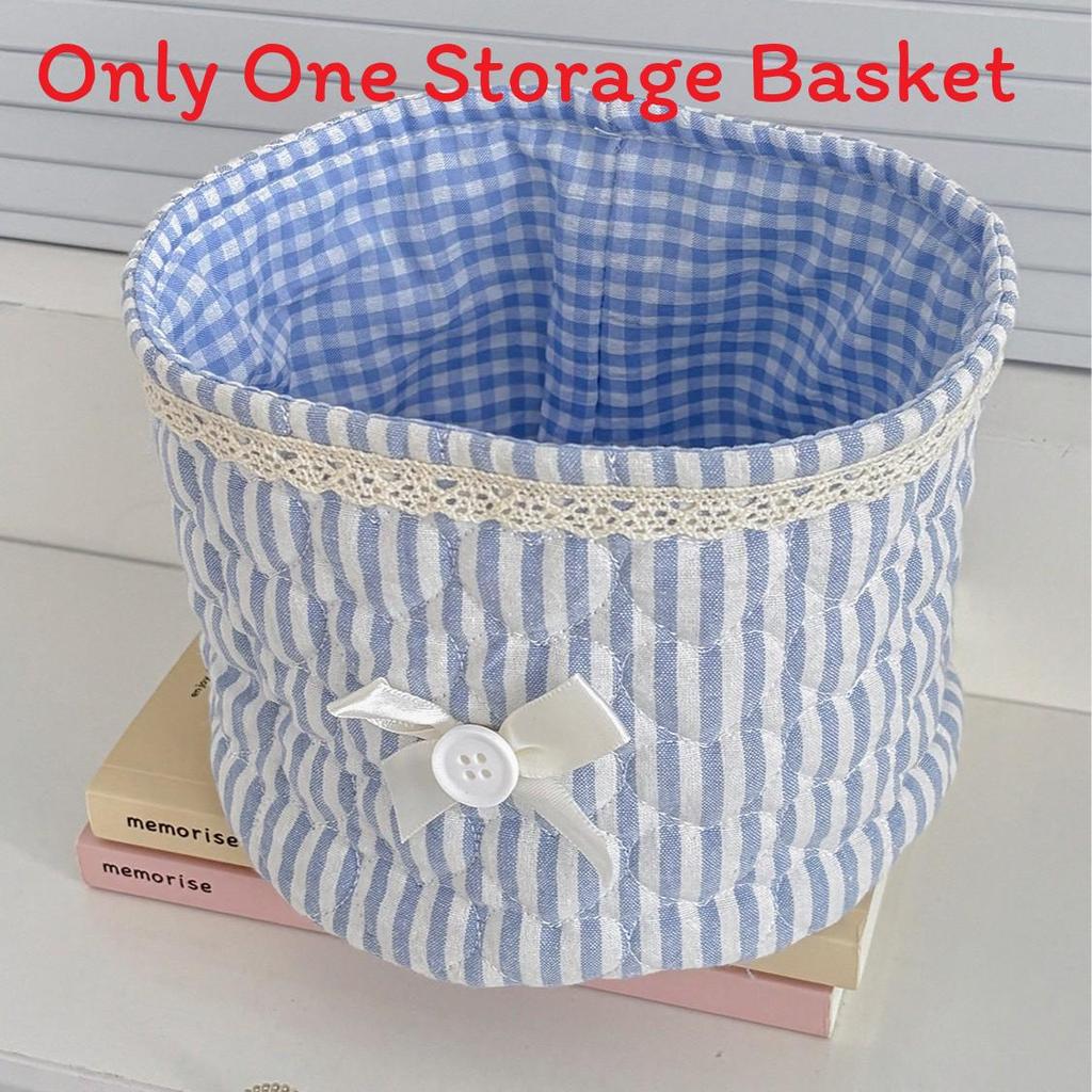 Sweetheart Lace Cylinder Storage Bin With Soft Cotton Material For Desk And Travel Use