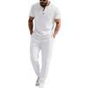 2026 Men's European & American Summer Henley T-Shirt + Drawstring Pants Set