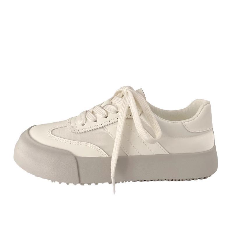 Dexun breathable board shoes women's round head 2024 spring and autumn new niche Korean version low-top canvas shoes platform white shoes