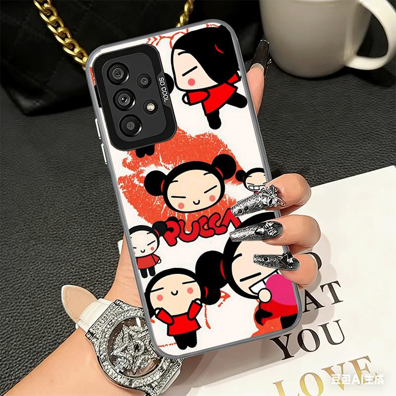 Cartoon Cute Pucca Garu Shockproof Phone Case for Samsung A17 A16 A15 A14 A37 A57 A36 A56 A26 A35 A55 A25 A34 A54 A24 A13 A23 A3