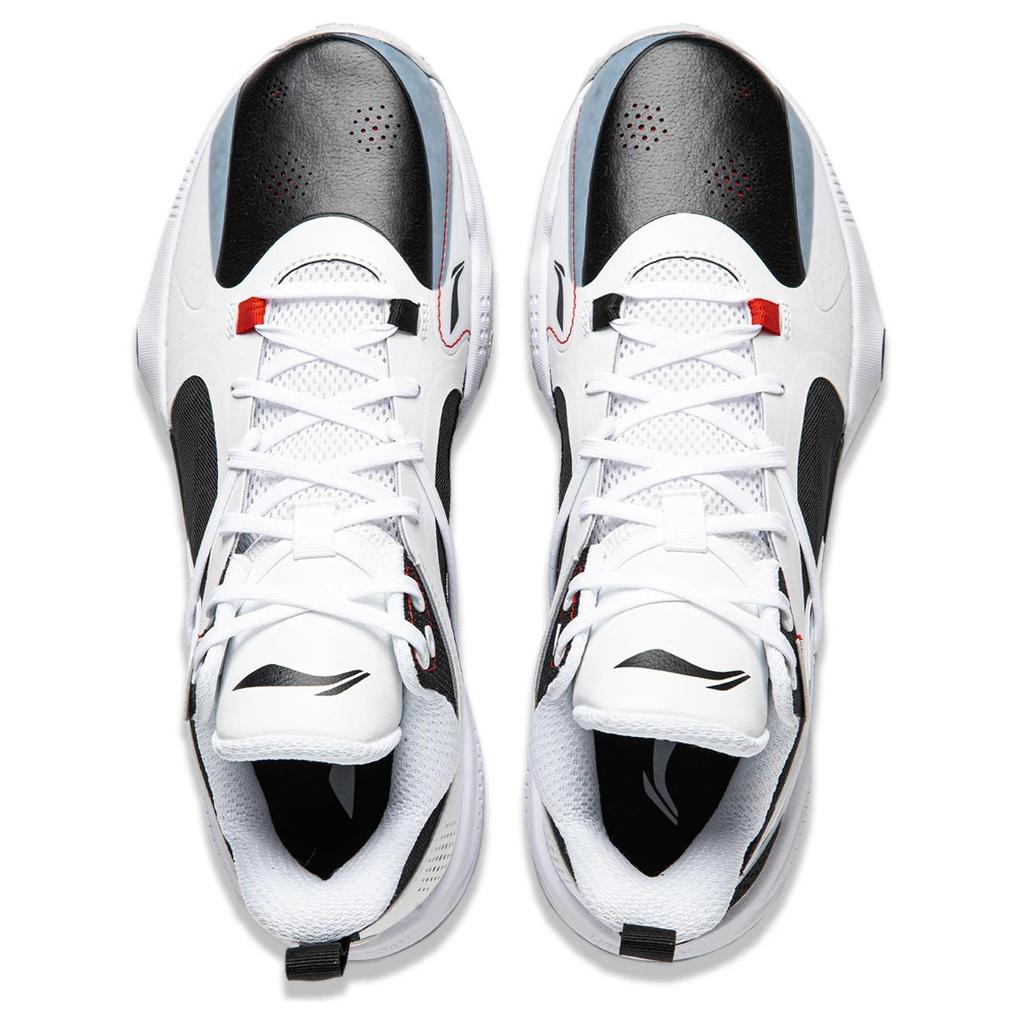 Li-Ning Comfortable Trendy Non-Slip Wear-Resistant Shock Absorbing Low-Top Basketball Shoes Men Sneakers White Black ABPU053-1