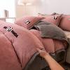 Panda Thickened Milk Fleece Embroidery Four-Piece Set Thermal Bedding Kit Student Three-Piece Set