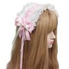 Pink Lolita Lace-Up Headband with Clip, Ribbon Charm, Hair Accessory, Lace Bow, Moe, Cute, Cosplay, Lolita, Maid Cafe [Used]
