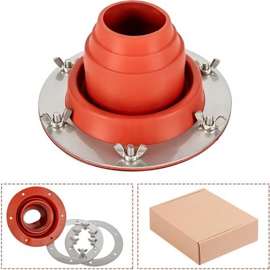 Tent Stove Jack Kit, Silicone High Temp Flexible Roof Jack Pipe Boot Metal Roofing Pipe Flashing, Tent Roof Stove Jack Kit for Bell Tent,Yurt,Wood