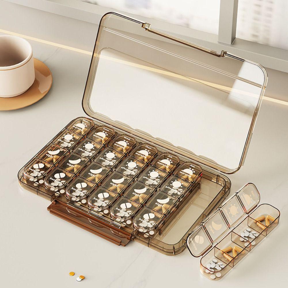 28 Grid Weekly Pill Container Sealed Daily Pill Box Medicine Storage Box for Travel Household