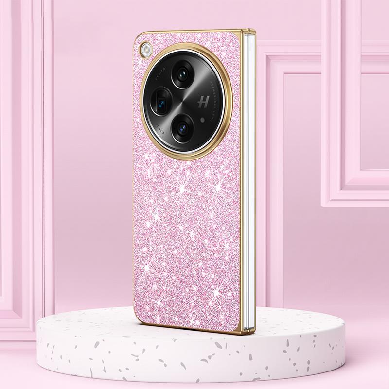 For Oppo Find N3 Case Slim Shinny PU Leather Electroplating Phone Case Cover For Oppo Find N N2 N3
