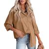 GMXIA Women's Fashion Casual Summer Leopard Print Long Sleeve POLO Neck Blouses & Shirts