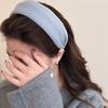 Autumn Winter Wide Velvet Headband for Women, Soft Plush High Crown Crush-Proof Hair Band Vintage Style