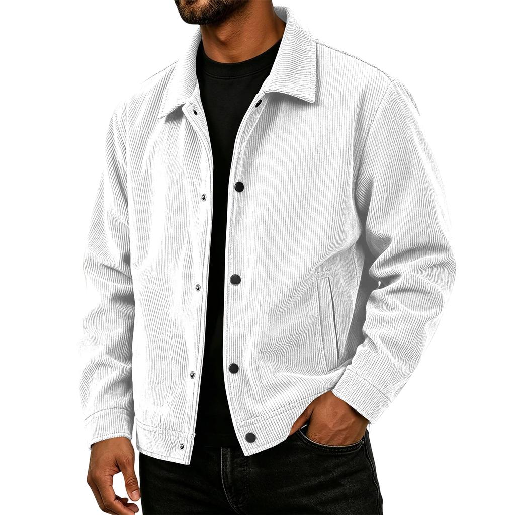 Men's Casual Loose Fit Fall Jacket with Lapel Collar Long Sleeve