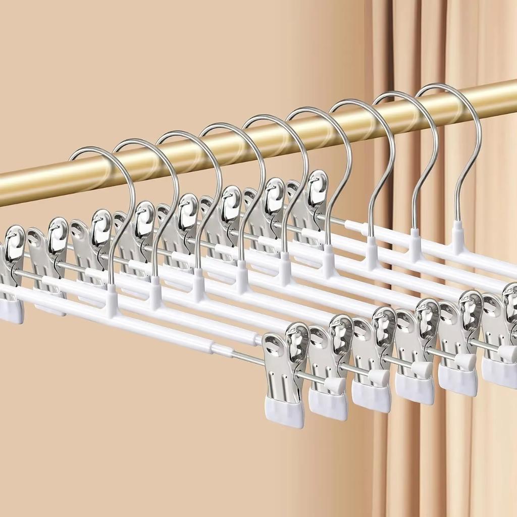 Pants Hangers with Clips 10Pack Adjustable SkirtHangers for Women Non-Slip Trousers Hanger for Jeans Clothes Hangers for Pants
