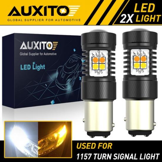 2x 1157 Switchback LED Turn Signal DRL Parking Light Super Bulb White Yellow EOA