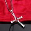 Fast and Furious 7 Moive Cross Pendant Necklace for Men Women Stainless Steel Crystal Jesus Cross Tourette Choker Jewelry Gift