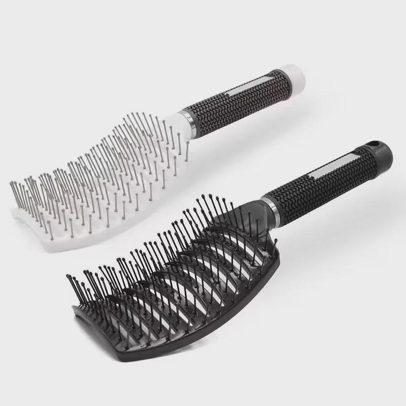 Gebogener Haarstylingkamm: Flauschiges, Big Bend Design mit Massagerippen für Männer & Frauen - Ideal für tragbares Frisieren und zum Kreieren lockiger Styles