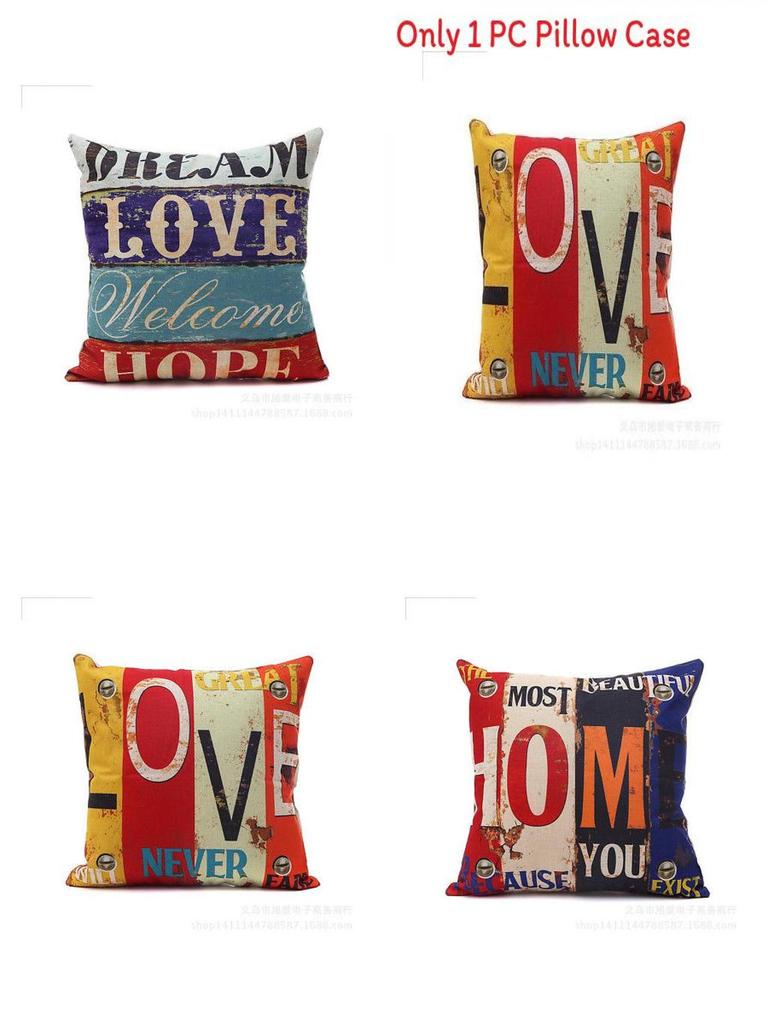 Premium Housse De Coussin Carr Coton Imprim Lettres Rtro Mlang For Timeless Elegance