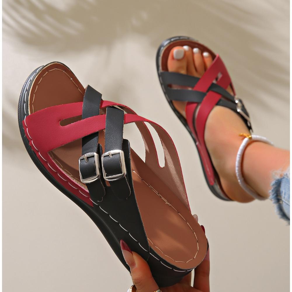 Summer Women Wedge Sandals Premium Orthopedic Open Toe Sandals Vintage Anti-Slip Leather Casual Slippers Platform Retro Shoes