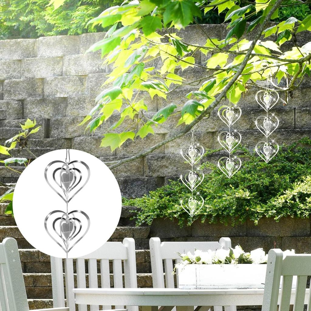 Bird Deterrents for Outside:Reflective Bird Scare Devices,3D Double-Sided Heart Wind Spinner Birds Scare Discs Set to Keep Pigeon and Woodpecker Away