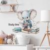 Learning Elephant and Rabbit Wall Stickers Study Motivation Animals, Kids Room Bedroom Study Corner Wall Art for Children Education Decor