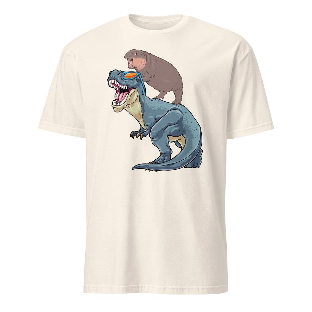 Moo Deng Chemise Bébé Hippopotame Montant sur Dinosaure T Rex Hippopotame Pygmée T-Shirt Taille S-3XL